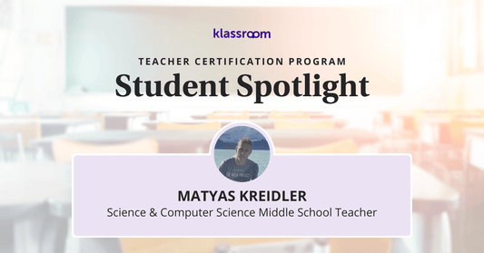 Blog banner image for Matyas Kreidler who shares story on Making a Career Change to Teaching